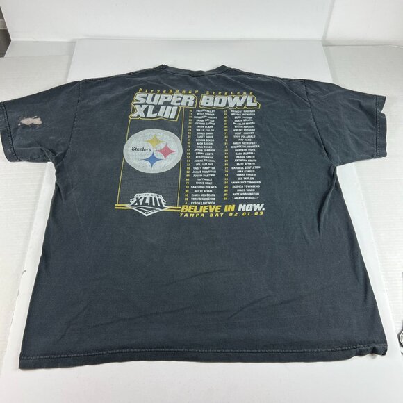 Reebok XLIII Super Bowl Champs Pittsburgh Steelers Shirt Extra Large Black Tee - Picture 11 of 16